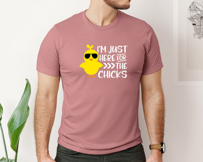 brand:Bella Canvas|color:Heather Mauve|I Am Just Here For The Chicks 4 Graphic T-Shirt