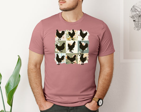 Rustic Chickens Farmhouse Graphic T-Shirt
