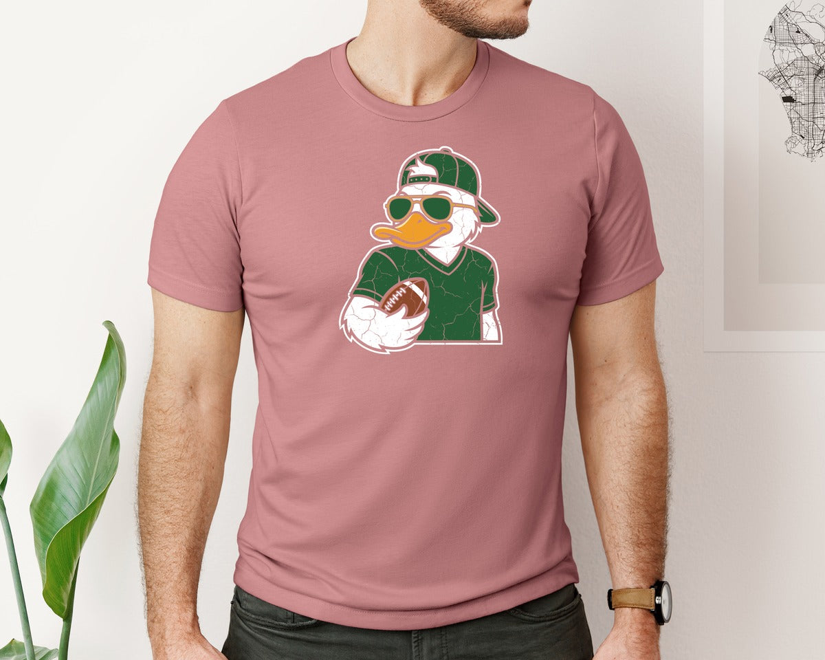 brand:Bella Canvas|color:Heather Mauve|Green Duck American Football Sunglasses Graphic T-Shirt