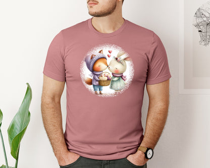 brand:Bella Canvas|color:Heather Mauve|Couple Animals Round Tshirt 38 Graphic T-Shirt