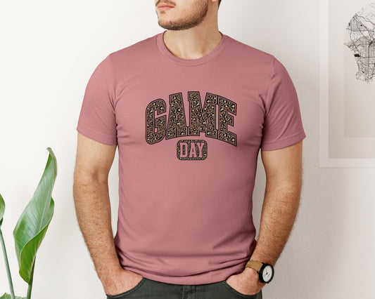 Leopard Print Game Day Design Graphic T-Shirt
