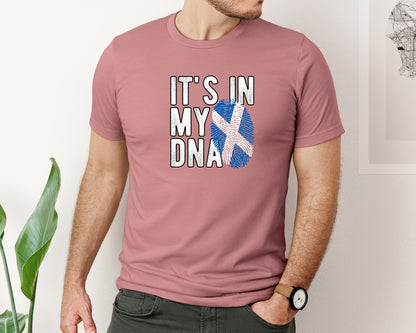 brand:Bella Canvas|color:Heather Mauve|Its In My Dna Scotland Flag Graphic T-Shirt