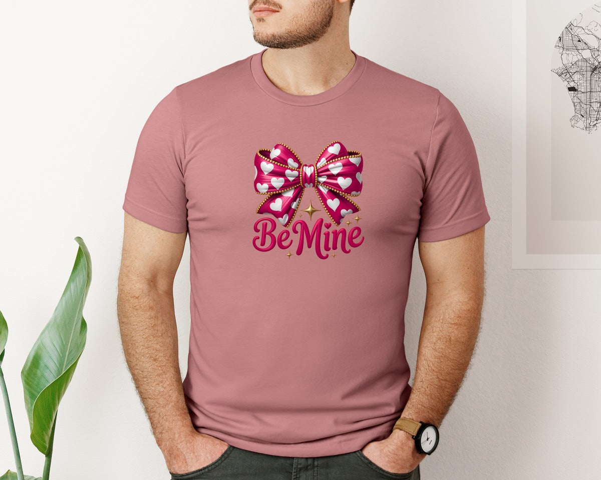 brand:Bella Canvas|color:Heather Mauve|Be Mine Valentines Day Love Shirt Graphic T-Shirt