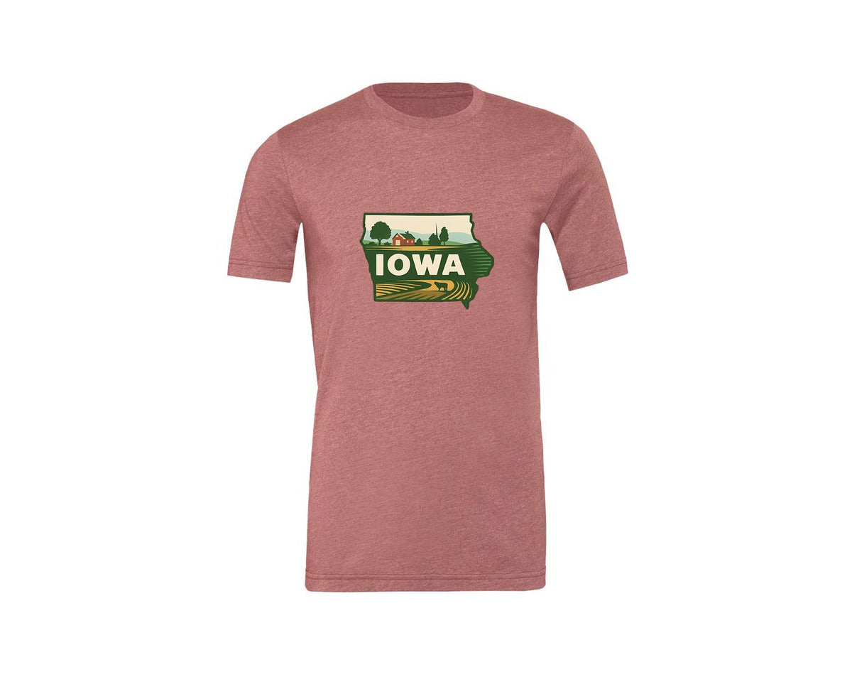 brand:Generic|color:Heather Mauve|Iowa State Map 3 Graphic T-Shirt
