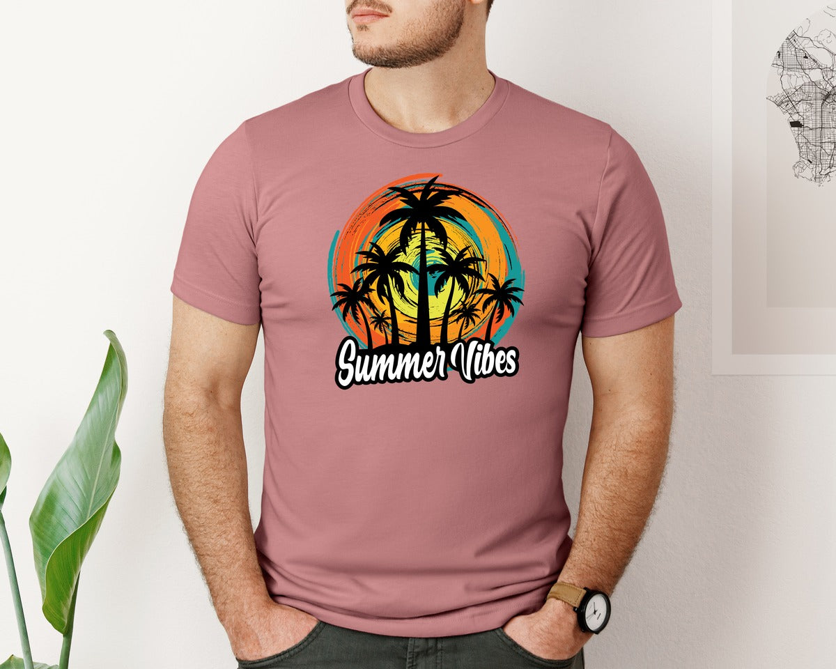 brand:Bella Canvas|color:Heather Mauve|Summer Vibes T Shirt Design 6 Graphic T-Shirt