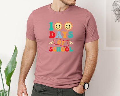 brand:Bella Canvas|color:Heather Mauve|100 Days Of School 93 Graphic T-Shirt
