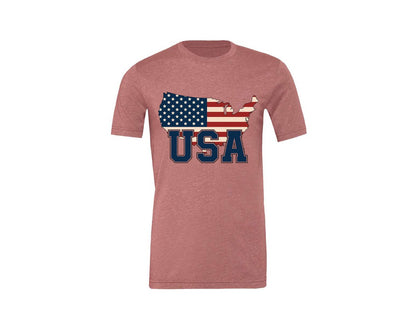 brand:Generic|color:Heather Mauve|America Usa Map 4Th Of July Patriotic 4 Graphic T-Shirt