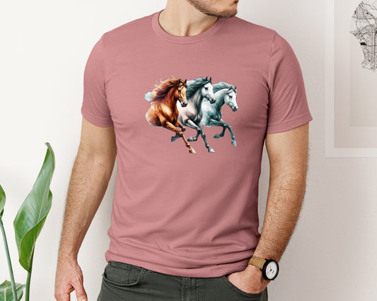 3 Horses Horses Design Graphic T-Shirt