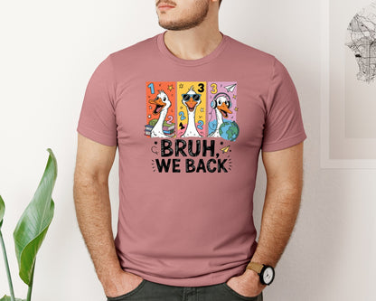 brand:Bella Canvas|color:Heather Mauve|Silly Goose Teacher Bruh We Are Back Graphic T-Shirt
