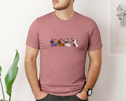 brand:Bella Canvas|color:Heather Mauve|Halloween Dachshund Graphic T-Shirt