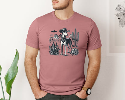 brand:Bella Canvas|color:Heather Mauve|Greyhound Ufo Western Cowboy Shirt Graphic T-Shirt