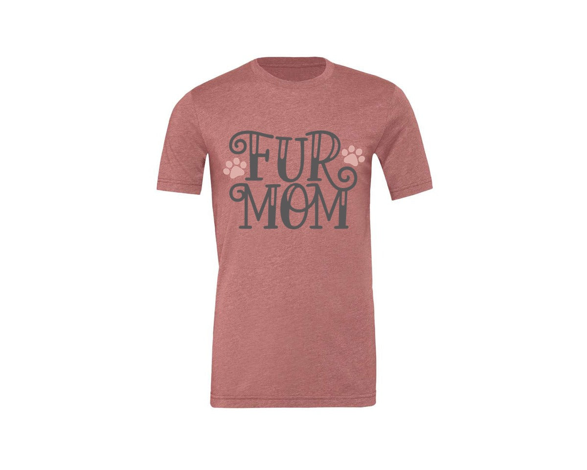 brand:Generic|color:Heather Mauve|Fur Mom Cute Crazy Cat Lady Quote 2 Graphic T-Shirt