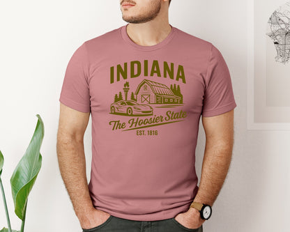 brand:Bella Canvas|color:Heather Mauve|Indiana The Hoosier State 2 Graphic T-Shirt