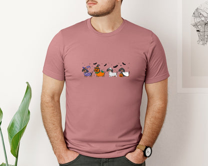 brand:Bella Canvas|color:Heather Mauve|Dachshund Halloween Costume Set Graphic T-Shirt