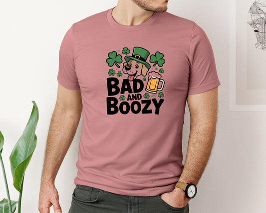 Bad And Boozy Dog St Patricks Day Graphic T-Shirt