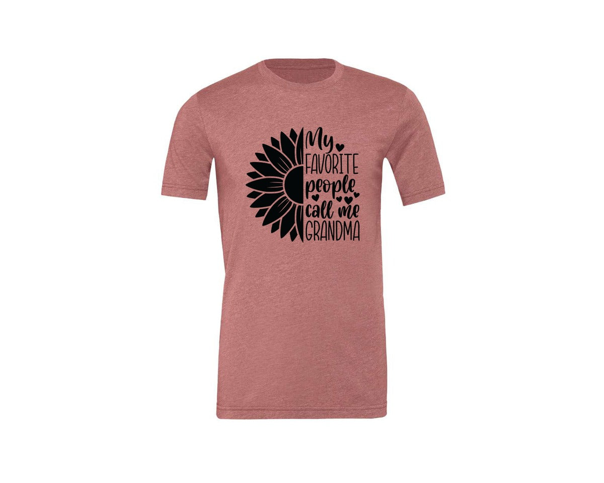brand:Generic|color:Heather Mauve|Grandma Sunflower Grandma Graphic T-Shirt