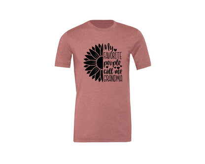 brand:Generic|color:Heather Mauve|Grandma Sunflower Grandma Graphic T-Shirt