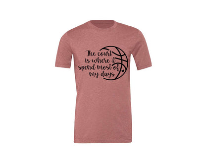 brand:Generic|color:Heather Mauve|Basketball Mom 80 Graphic T-Shirt