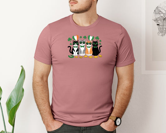 St Patricks Cats Cute Lucky Cat Graphic T-Shirt