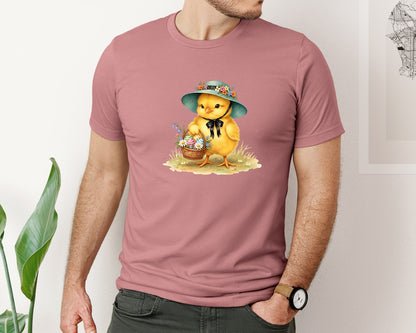 brand:Bella Canvas|color:Heather Mauve|Vintage Easter Chick Graphic T-Shirt