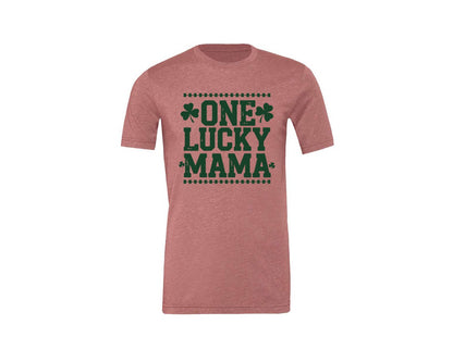 brand:Generic|color:Heather Mauve|One Lucky Mama Design 40 Graphic T-Shirt
