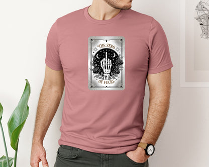 brand:Bella Canvas|color:Heather Mauve|Tarot Skeleton Silver Gothic Card Graphic T-Shirt