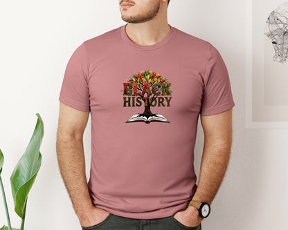brand:Bella Canvas|color:Heather Mauve|Black History Month Tree Of Knowledge Graphic T-Shirt