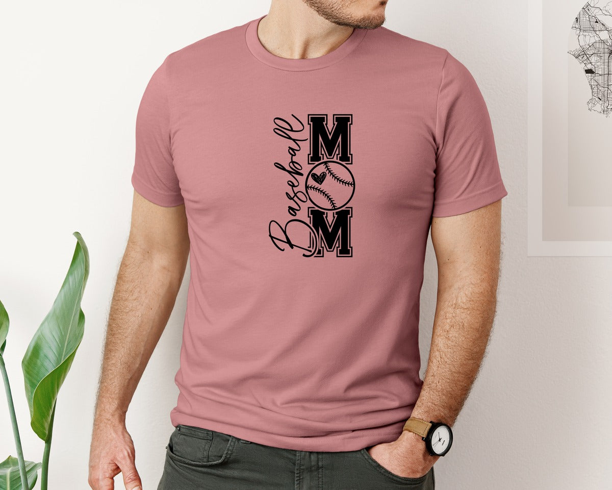 brand:Bella Canvas|color:Heather Mauve|Baseball Mom Baseball Mom 2 Graphic T-Shirt