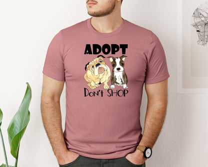 brand:Bella Canvas|color:Heather Mauve|Adopt Dont Shop Dogs Print Graphic T-Shirt