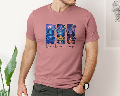 brand:Bella Canvas|color:Heather Mauve|Live Love Camp T Shirt Design 4 Graphic T-Shirt