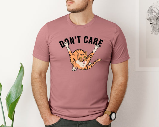 Dont Care Sarcastic Cat Licking Butt Graphic T-Shirt