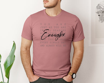 brand:Bella Canvas|color:Heather Mauve|Always Enough Inspirational Quote Graphic T-Shirt