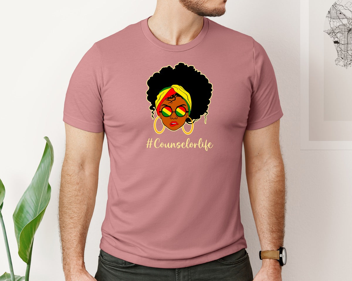 brand:Bella Canvas|color:Heather Mauve|Counselor Life Career T Shirt Graphic T-Shirt