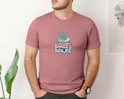 brand:Bella Canvas|color:Heather Mauve|Baked Boujee Funny 4 Graphic T-Shirt