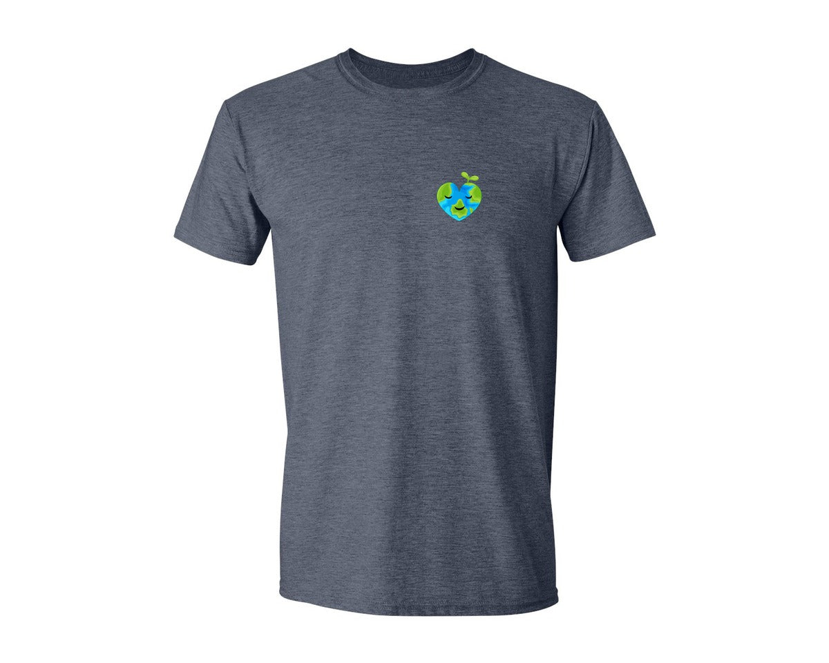 brand:Generic|color:Heather Navy|Love Heart Earth Globe Pocket Design Graphic T-Shirt