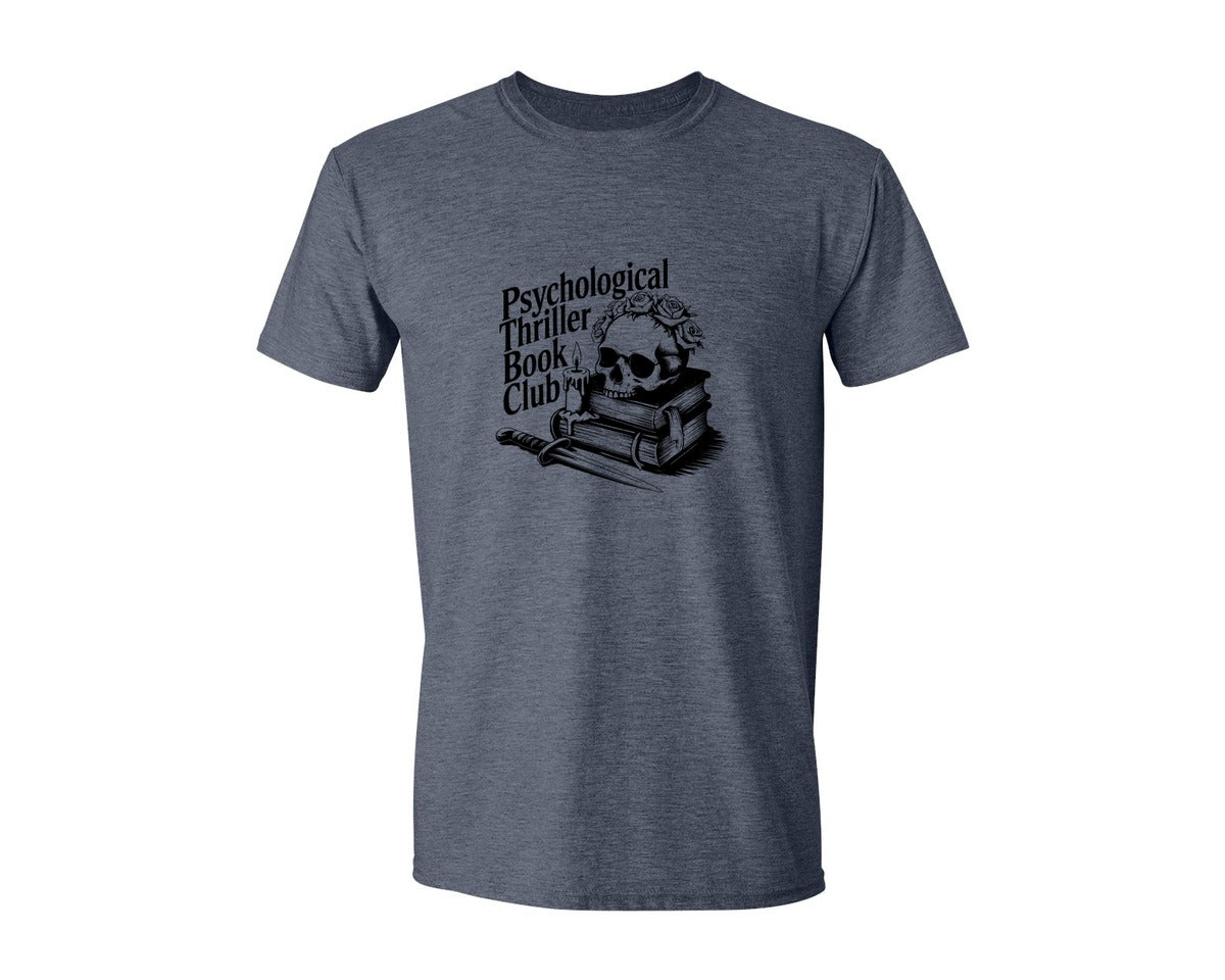 brand:Generic|color:Heather Navy|Psychological Thriller Book Club T S Graphic T-Shirt
