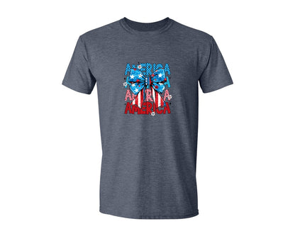 brand:Generic|color:Heather Navy|Preppy America Coquette 4Th Of July 2 Graphic T-Shirt
