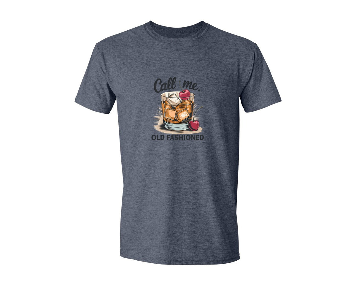 brand:Generic|color:Heather Navy|Call Me Old Fashioned Retro Whiskey 2 Graphic T-Shirt