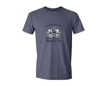 brand:Generic|color:Heather Navy|Maybe Books Are Addicted To Me Raccoon Graphic T-Shirt