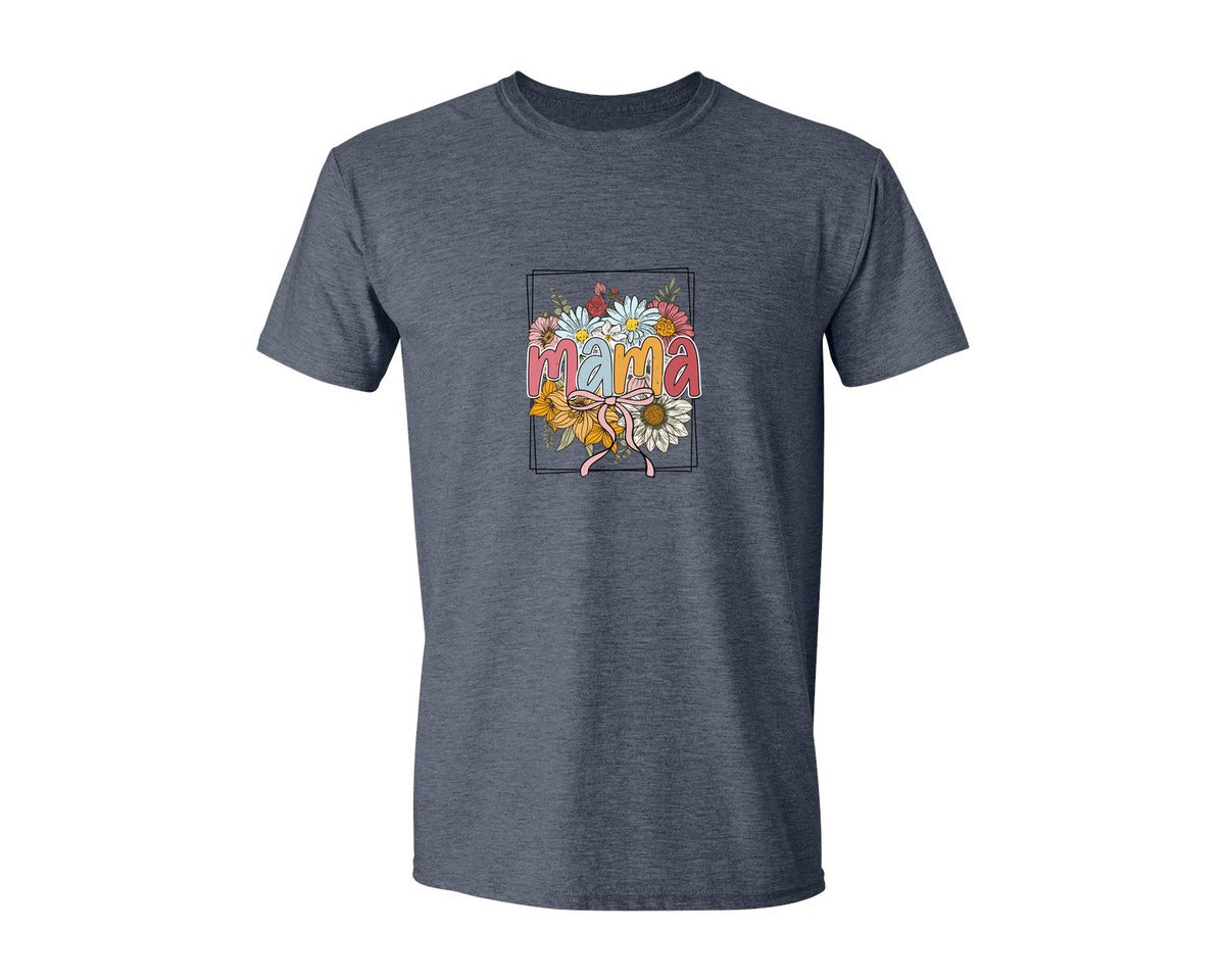brand:Generic|color:Heather Navy|Floral Mama Mama Flowers 2 Graphic T-Shirt
