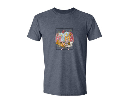 brand:Generic|color:Heather Navy|Floral Mama Mama Flowers 2 Graphic T-Shirt