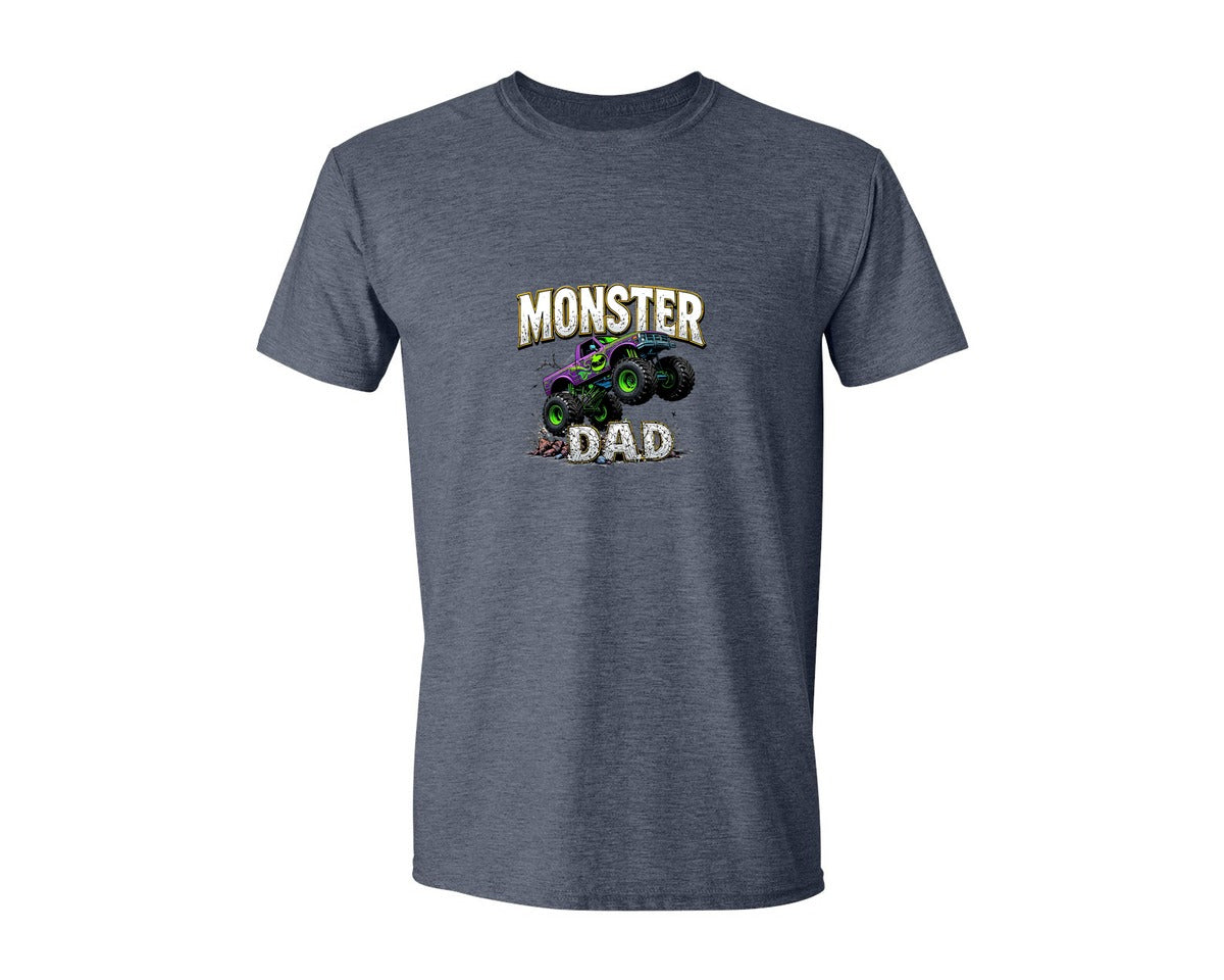brand:Generic|color:Heather Navy|Fathers Day Monster Truck T Shirtdesign Graphic T-Shirt