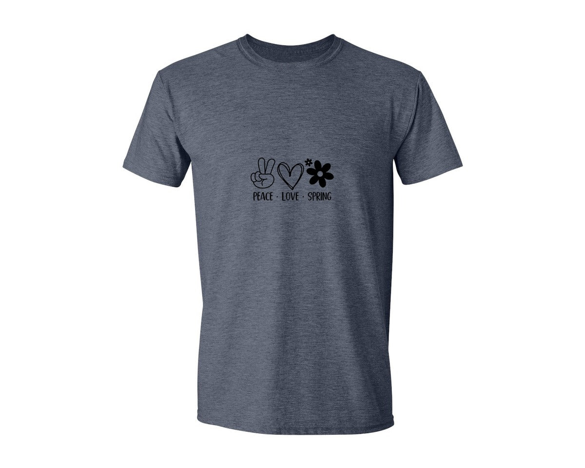 brand:Generic|color:Heather Navy|Peace Love Spring 4 Graphic T-Shirt