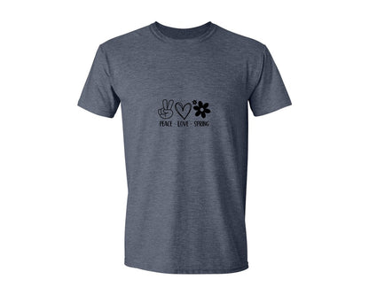 brand:Generic|color:Heather Navy|Peace Love Spring 4 Graphic T-Shirt
