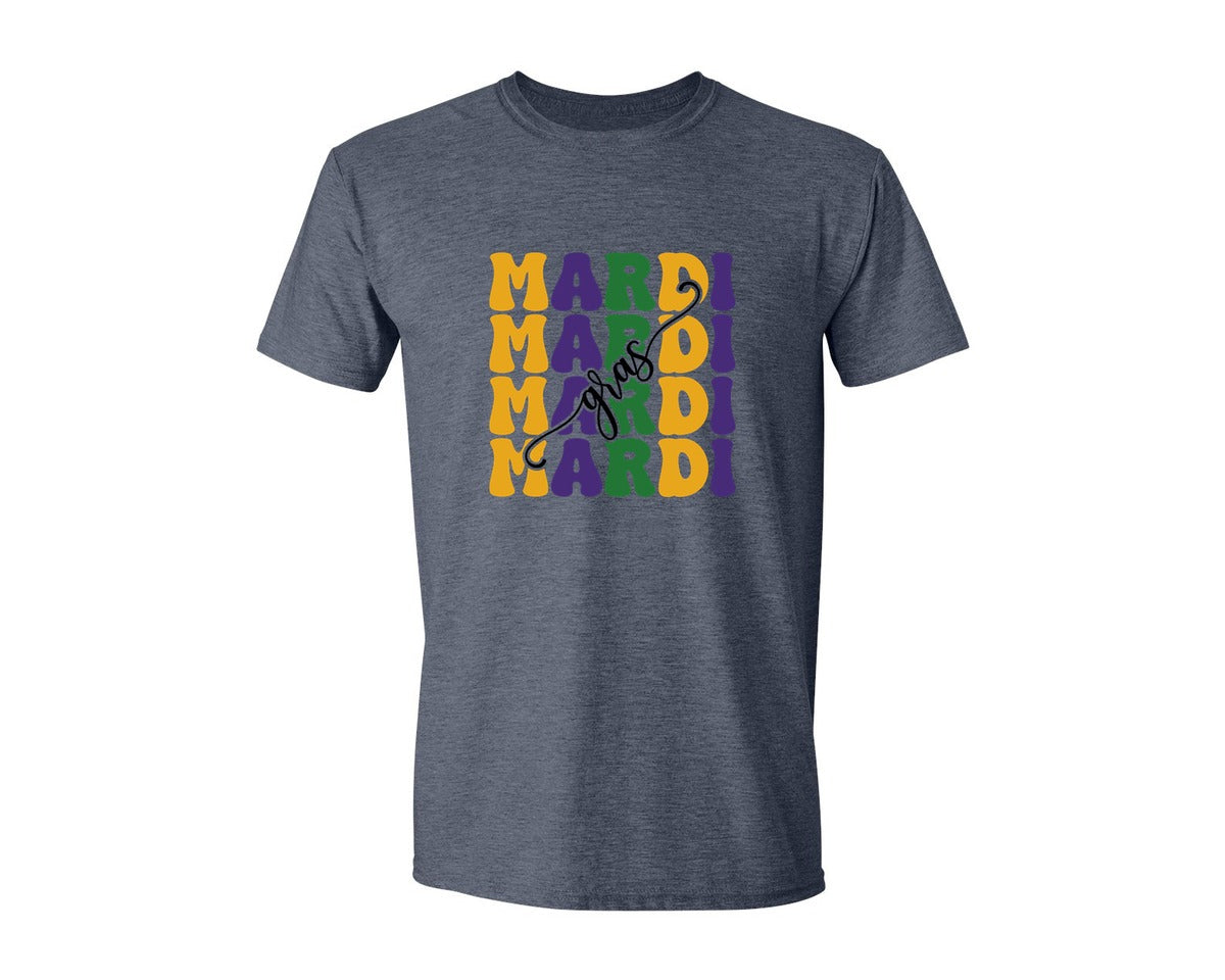 brand:Generic|color:Heather Navy|Mardi Gras 24 Graphic T-Shirt