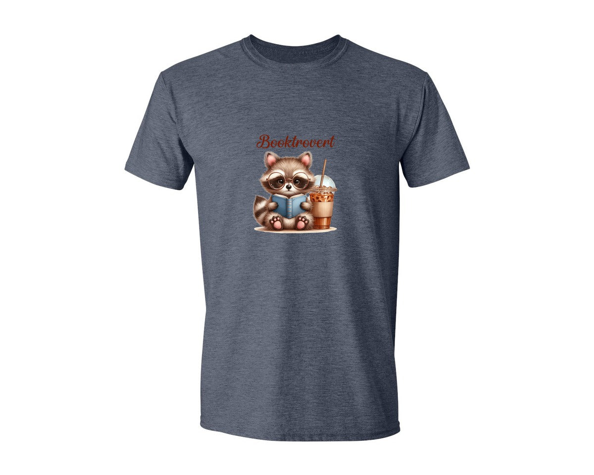 brand:Generic|color:Heather Navy|Booktrovert Easter Raccoon Book Coffee 3 Graphic T-Shirt