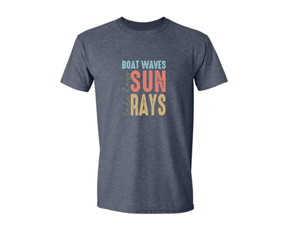 brand:Generic|color:Heather Navy|Boat Waves Sun Ray Lake Days Summer Graphic T-Shirt