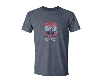 brand:Generic|color:Heather Navy|American Cowboy Wild West Vintage Graphic T-Shirt