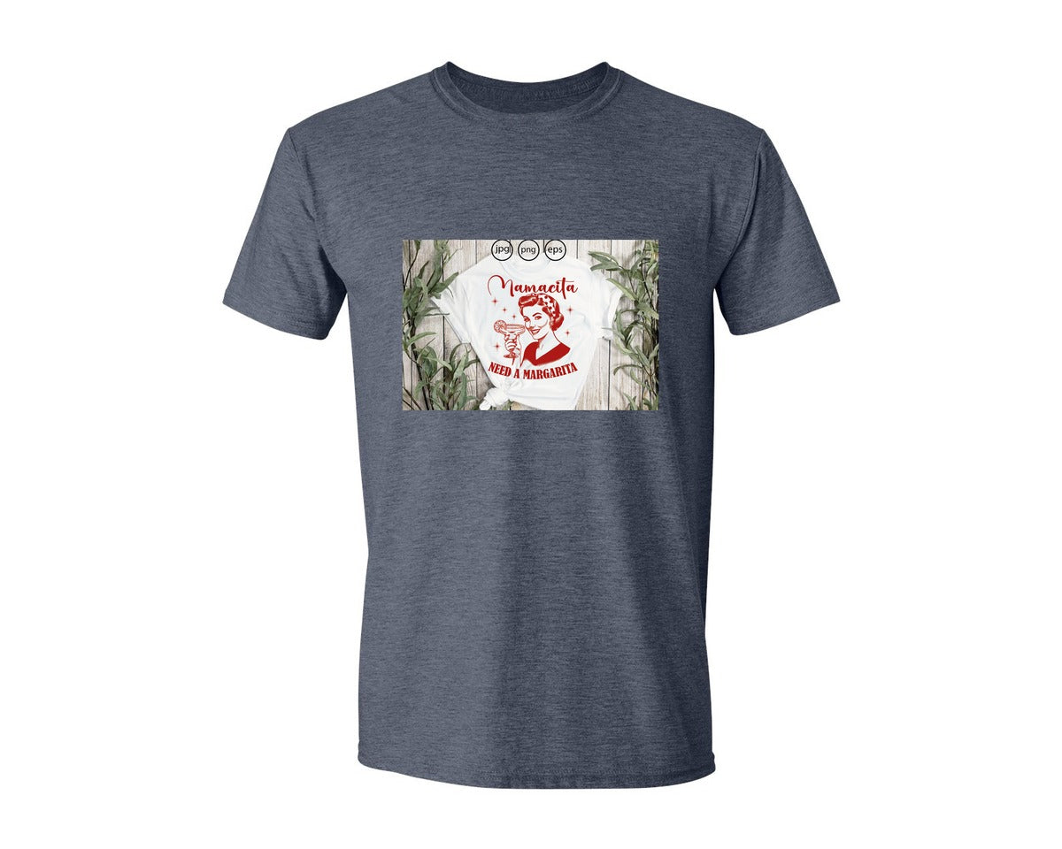 brand:Generic|color:Heather Navy|Mamacita Needs A Margarita 26 Graphic T-Shirt