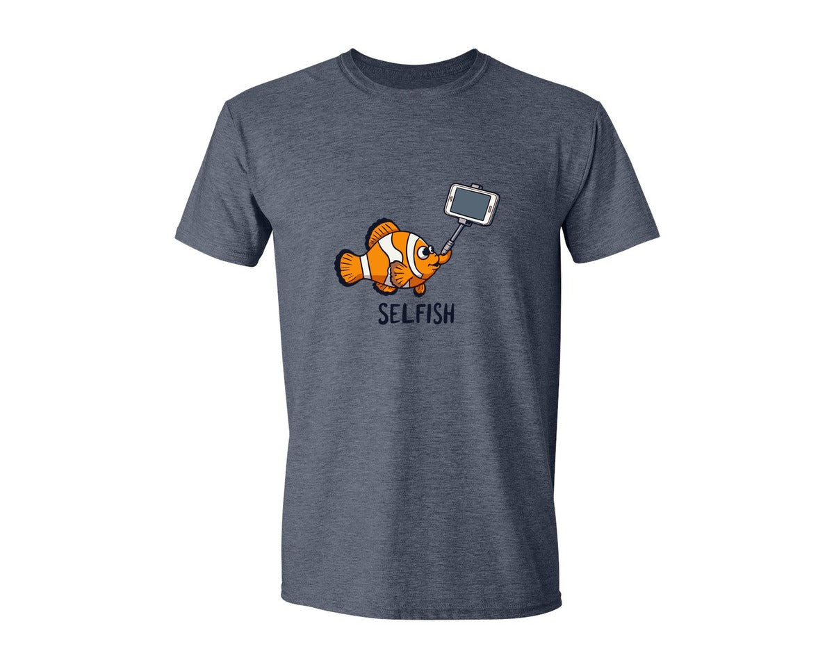 brand:Generic|color:Heather Navy|Selfish Clownfish Funny Fish Design Graphic T-Shirt